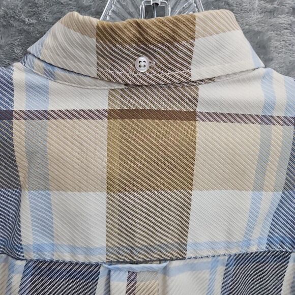 Turnbury Men's shirt sz L 34 blue beige plaid button down casual - Picture 7 of 11